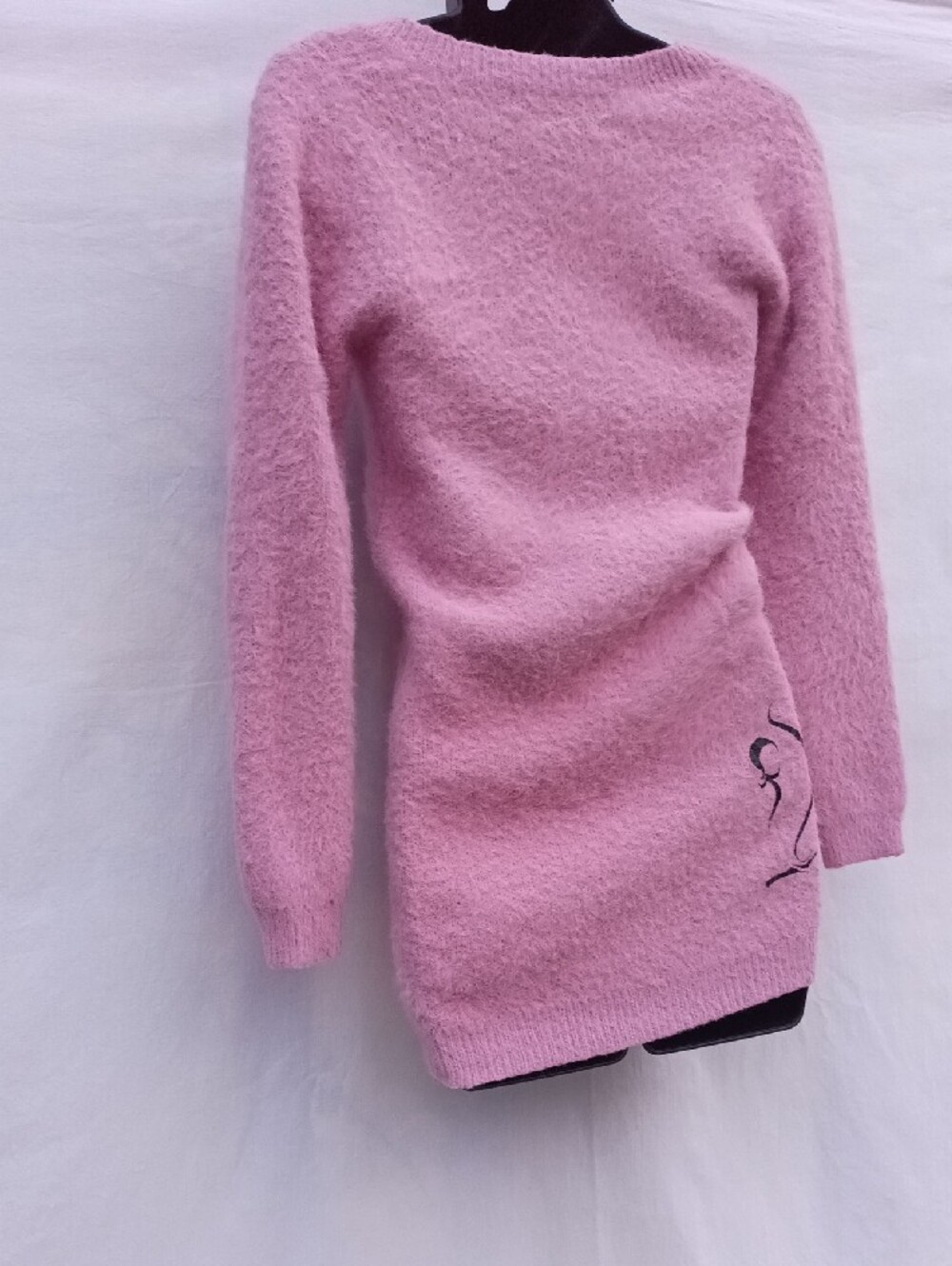 Naked Wardrobe Pink Fuzzy V-Neck Long Sleeve Dress - Picture 6 of 8
